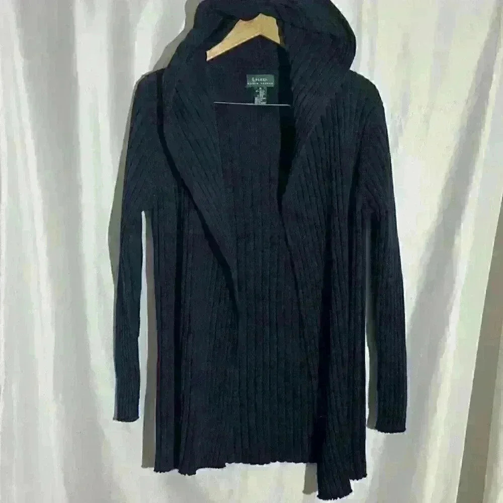 Lauren Ralph Lauren Women’s Medium Hooded Heavy Knit Ribbed Sweater
